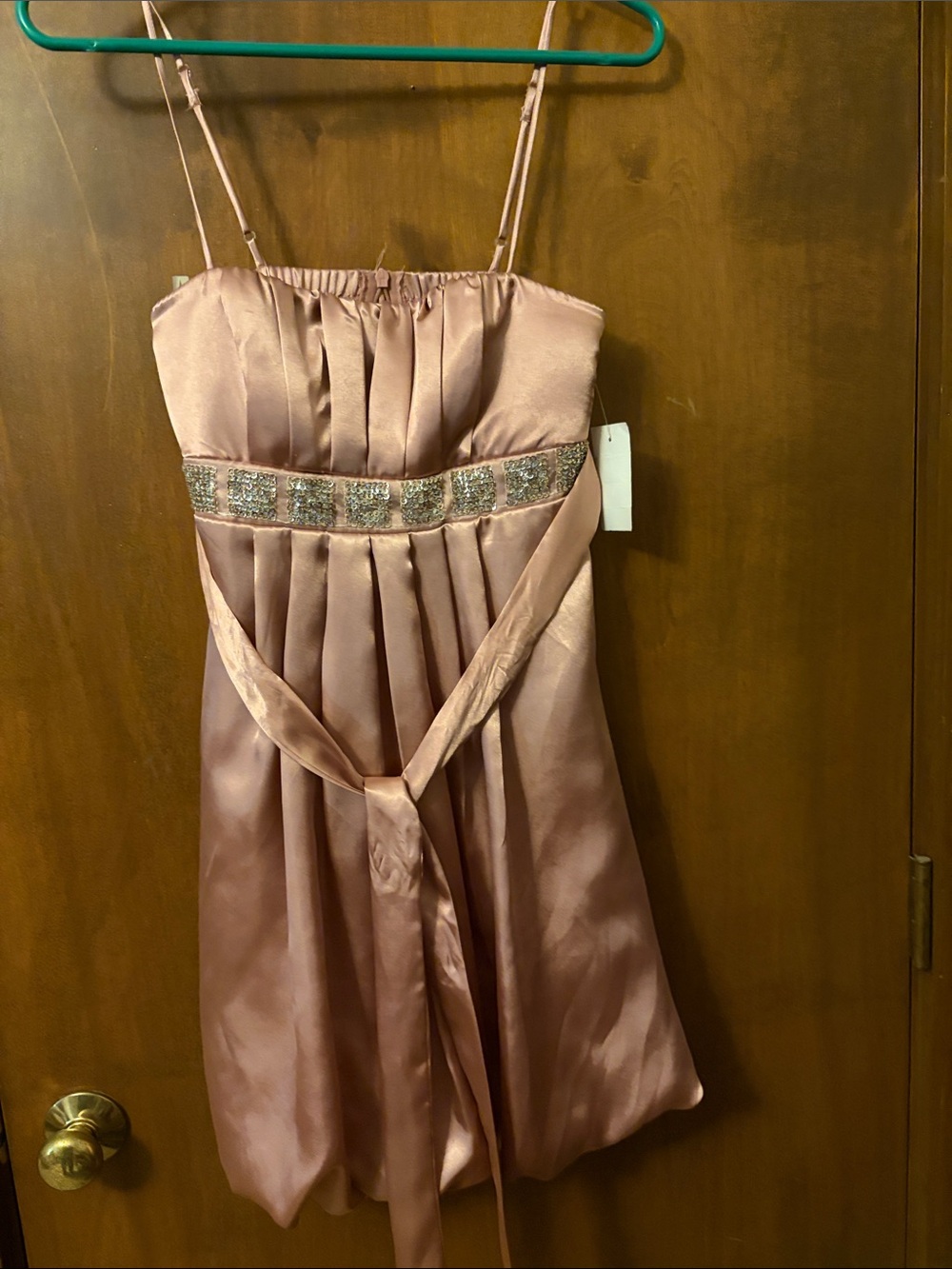 Charlotte Russe Dusty Rose Satin Mini Dress with Thin Straps